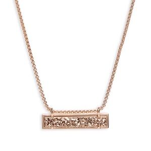 Kendra Scott Leanor Bar Sparkly Drusy Necklace In Rose Gold
